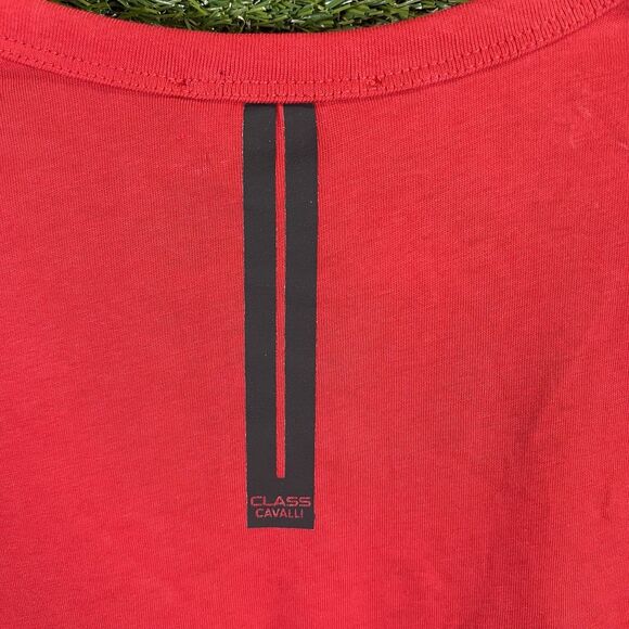 NWT Cavalli Class Men’s L T-Shirt Designer Red Logo T-Shirt Men’s OXT61M JD060 - Picture 5 of 9